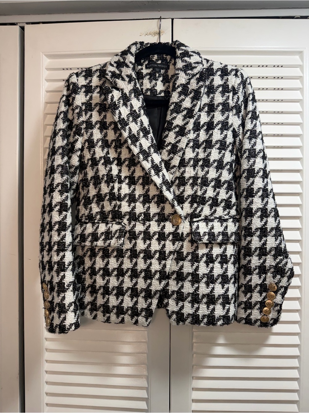 Boston Proper Black & White Houndstooth Blazer